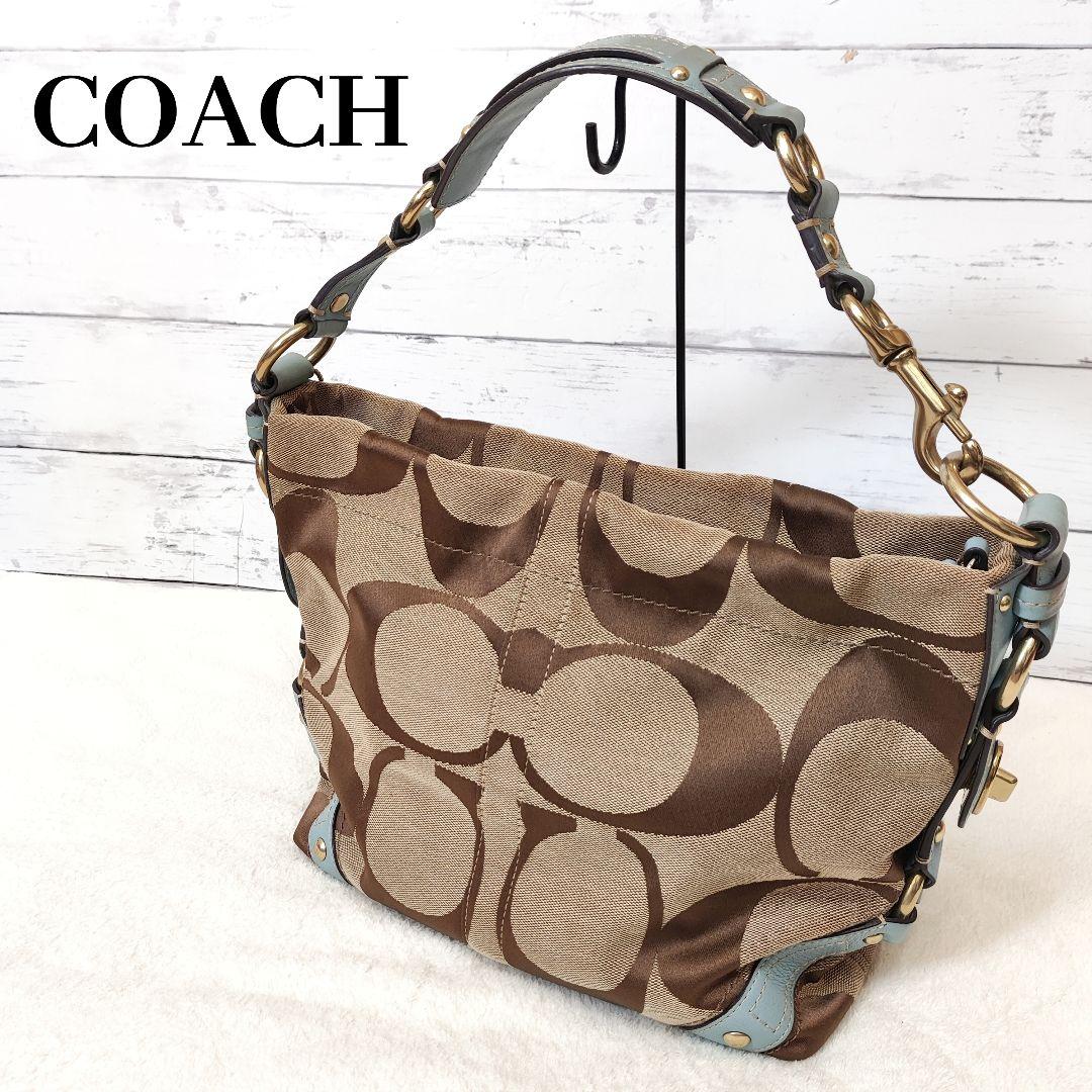 COACH シグネチャー ワンショルダーバッグ 水色 ターンロック y2k