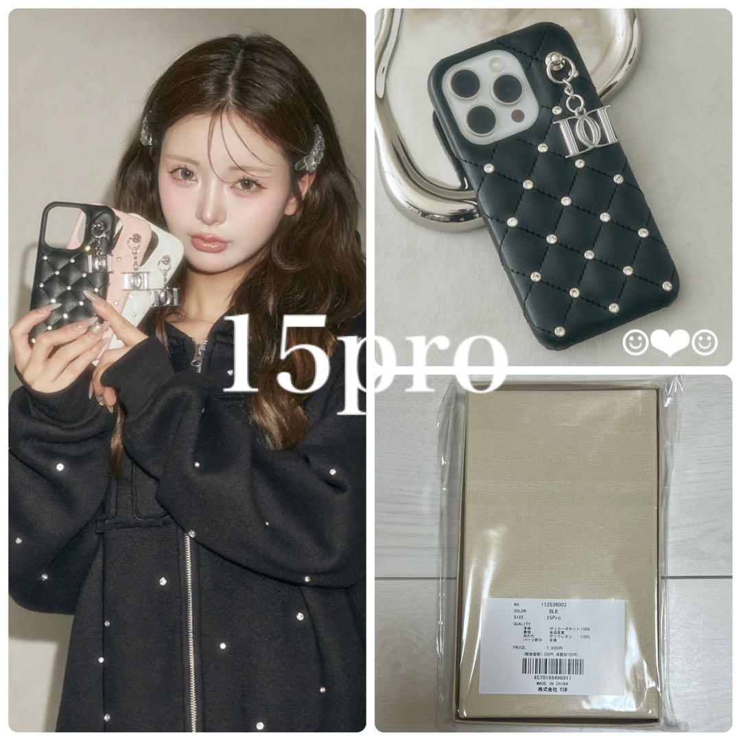 Darich♡キルティングビジューDDチャームiPhoneケース♡15pro
