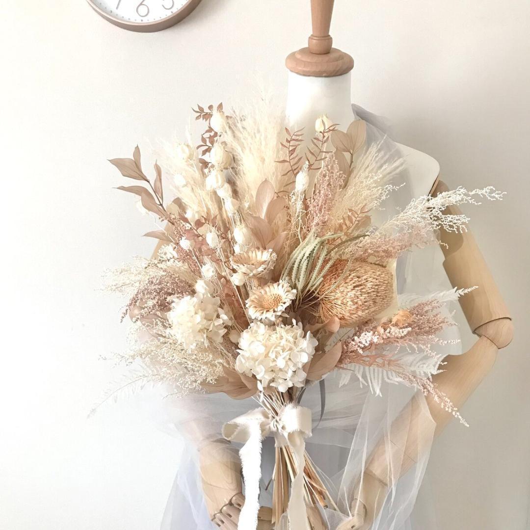 雪だるま❄︎さま専用カシミアベージュの大きなスワッグ（ブーケ）LLふっくらタイプ