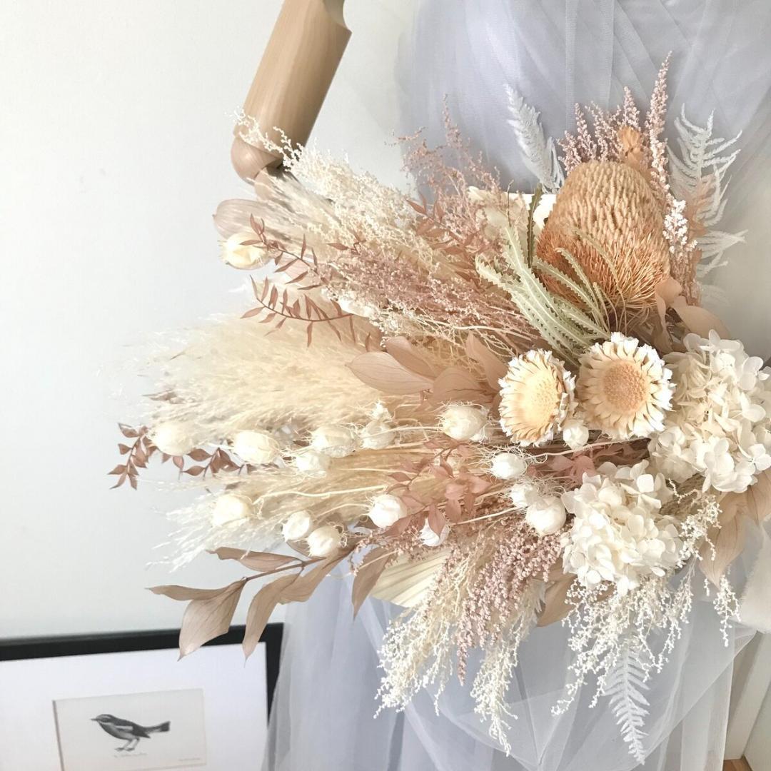 雪だるま❄︎さま専用カシミアベージュの大きなスワッグ（ブーケ）LLふっくらタイプ