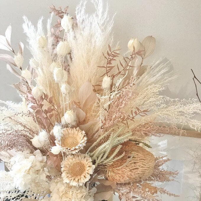 雪だるま❄︎さま専用カシミアベージュの大きなスワッグ（ブーケ）LLふっくらタイプ