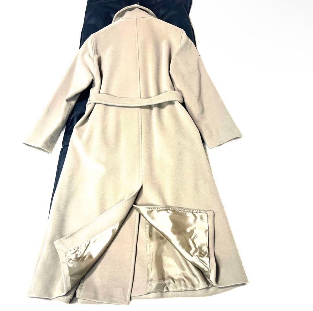 極美品☆マックスマーラマニュエラロングコート女優襟ウールベージュ大きいサイズ42