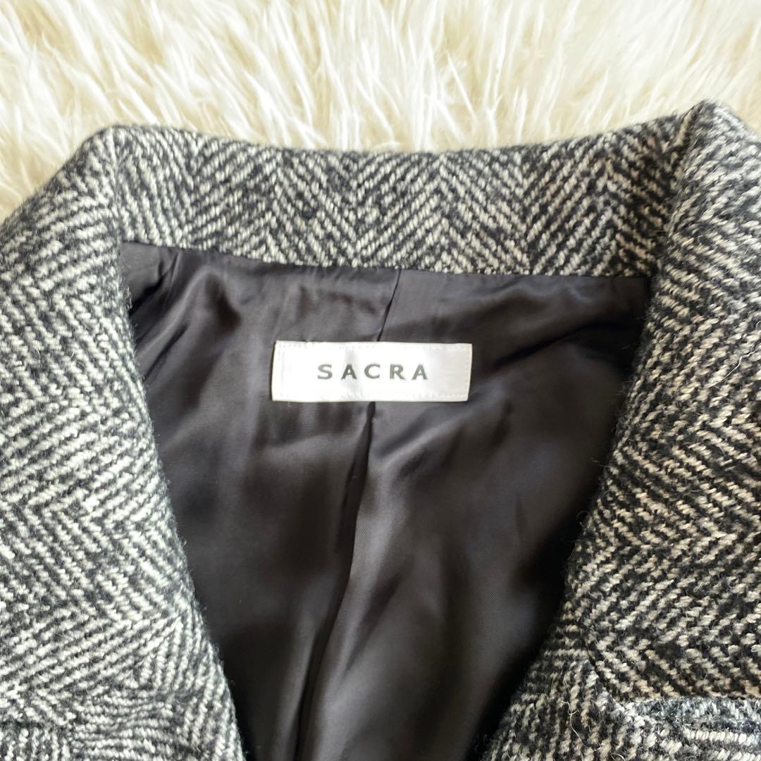 あんずWOOLSILKHERRIGBONE SHORTCOAT