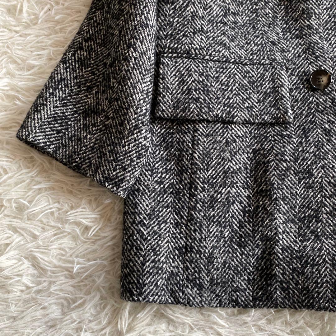 あんずWOOLSILKHERRIGBONE SHORTCOAT