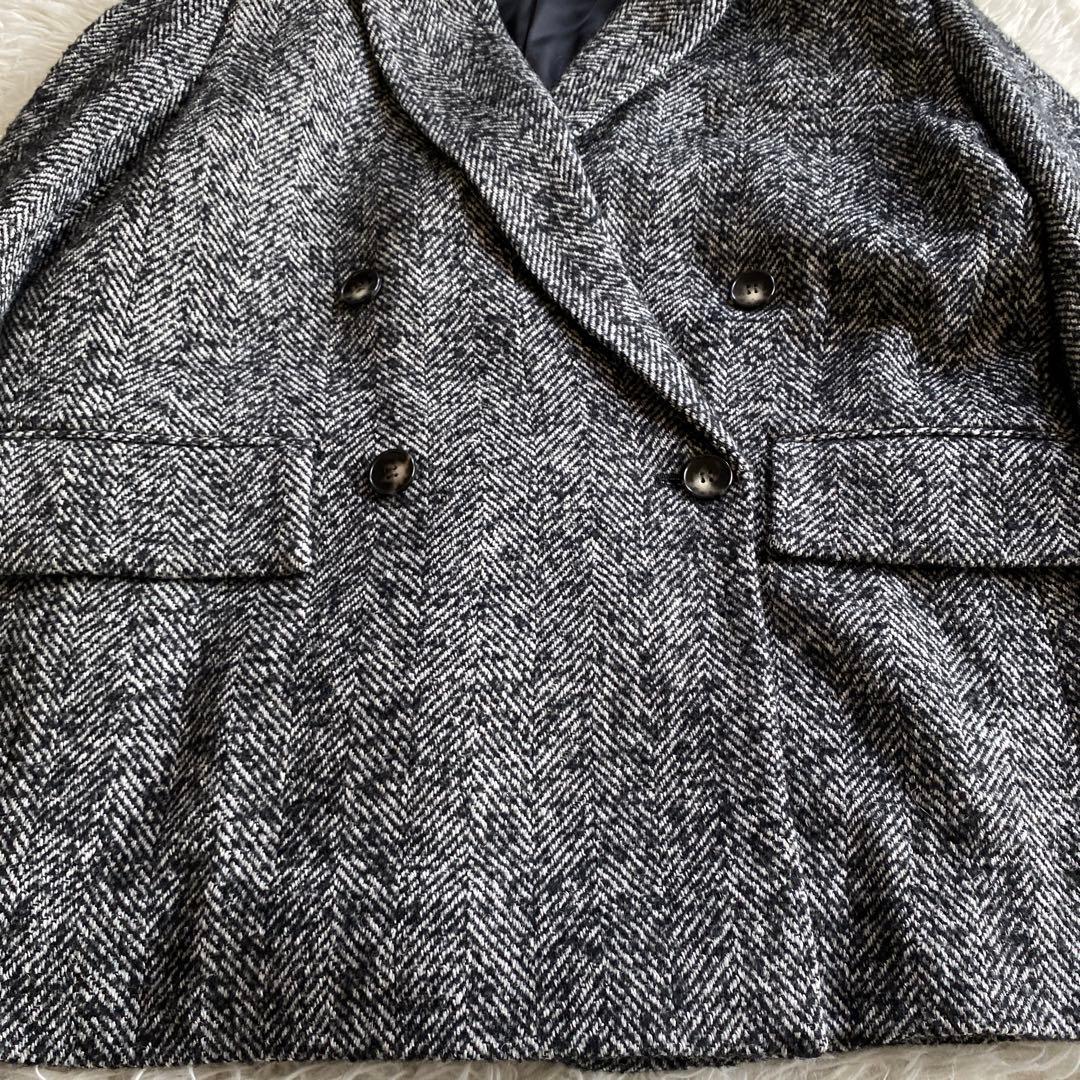 あんずWOOLSILKHERRIGBONE SHORTCOAT
