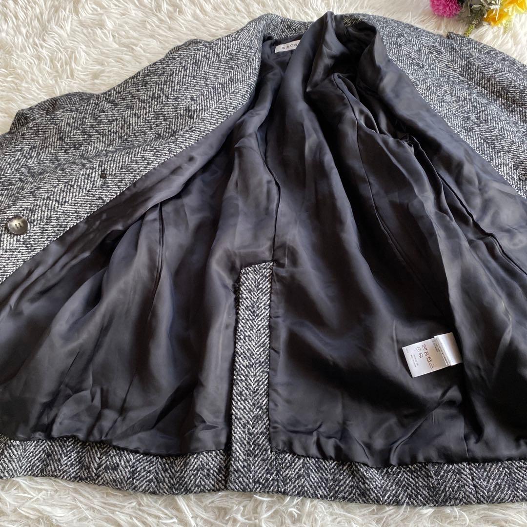 あんずWOOLSILKHERRIGBONE SHORTCOAT