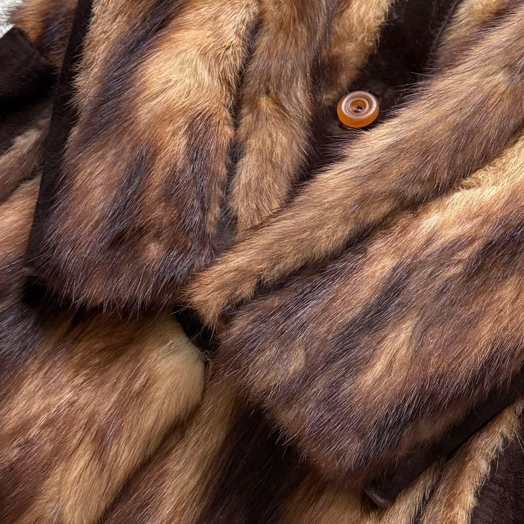 希少 フィッチ 毛皮コート リアルファーコート 本毛皮 レザーベルト