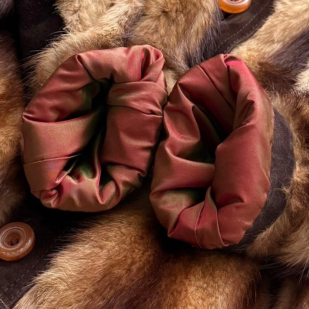 希少 フィッチ 毛皮コート リアルファーコート 本毛皮 レザーベルト