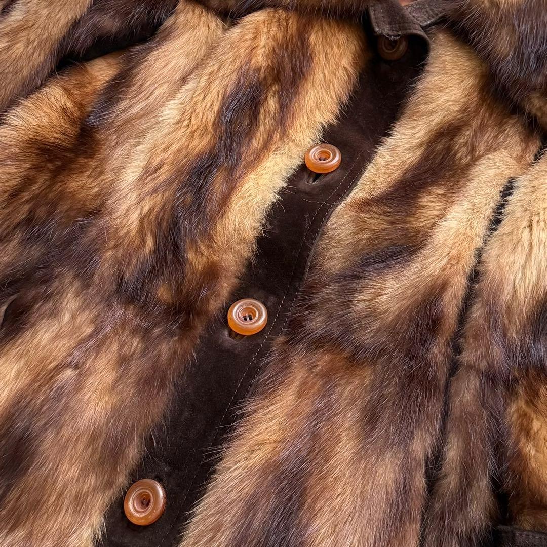 希少 フィッチ 毛皮コート リアルファーコート 本毛皮 レザーベルト