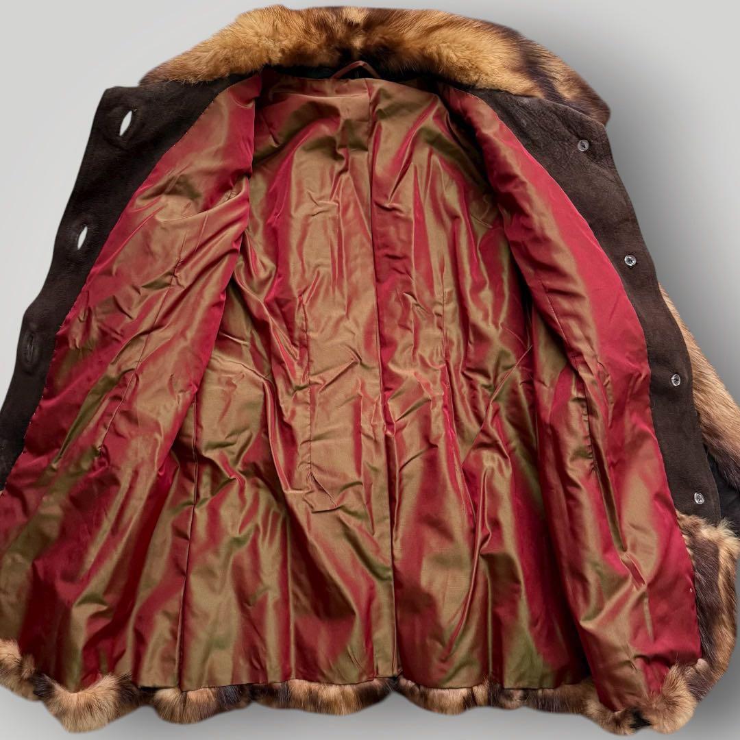 希少 フィッチ 毛皮コート リアルファーコート 本毛皮 レザーベルト