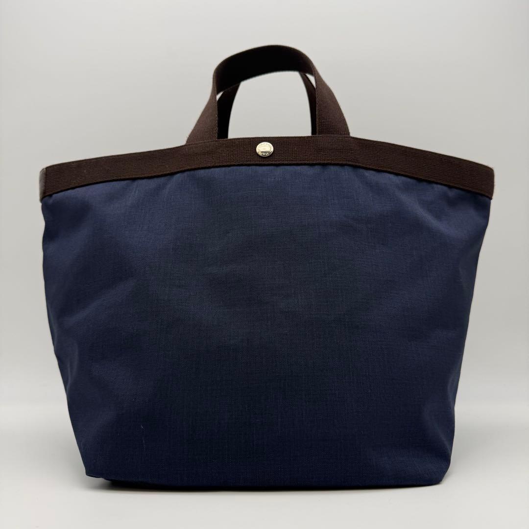 エルベシャプリエ 725C コーデュラ舟型トート L ネイビー×モカ