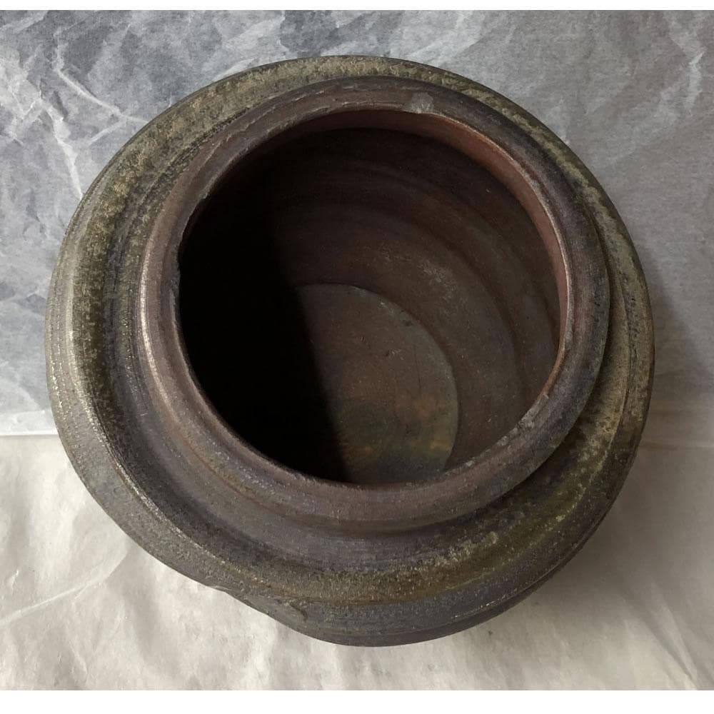 e1200 備前焼 蹲水指 蹲 水指 漆蓋 合わせ箱 茶道具