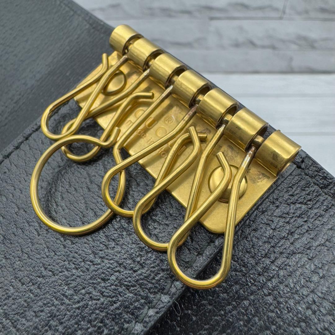 【美品】GUCCI　キーケース　6連 マーモント　GG　レザー　ブラック