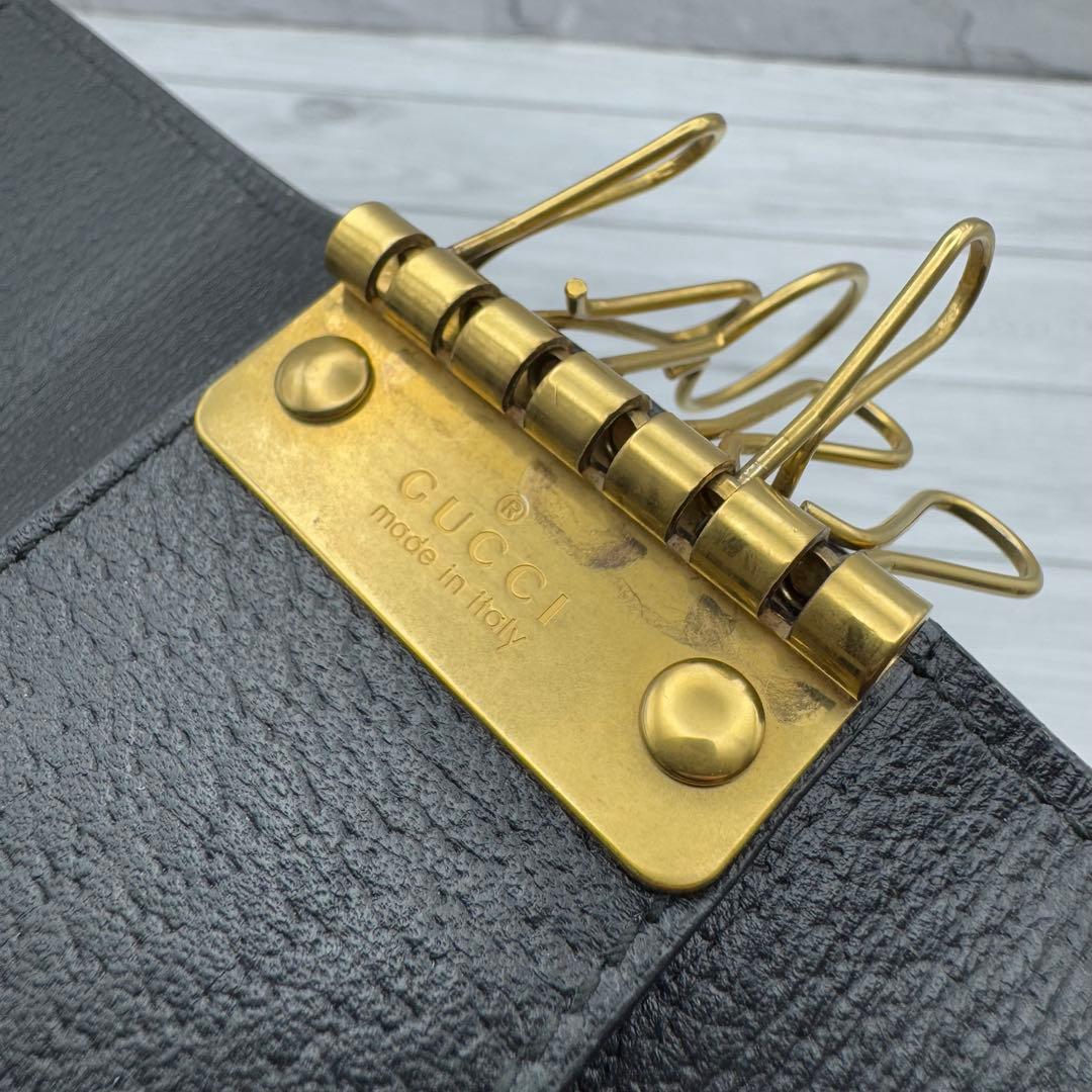 【美品】GUCCI　キーケース　6連 マーモント　GG　レザー　ブラック