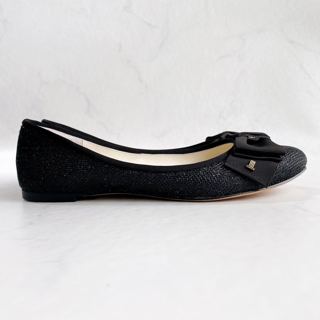 LANVIN en Bleu バレエシューズ リボン ブラック 黒 23.5cm