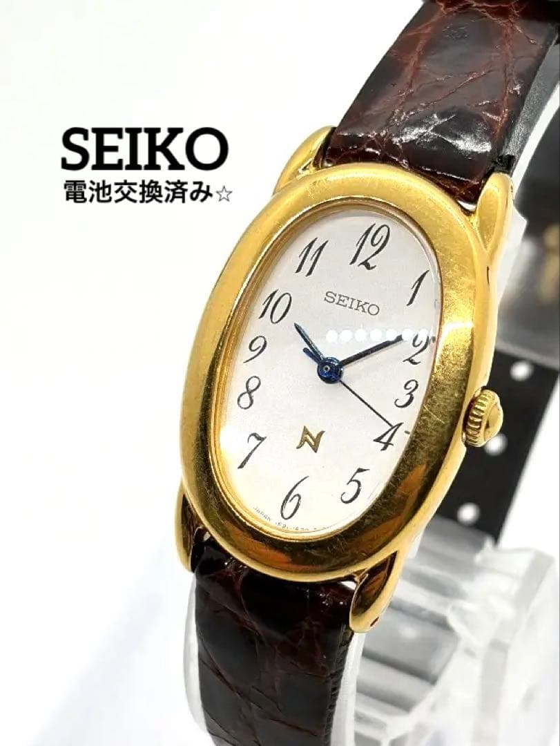 【新品電池】セイコー ノイエ NOIE オーバル 1F21-5B70 ゴールド