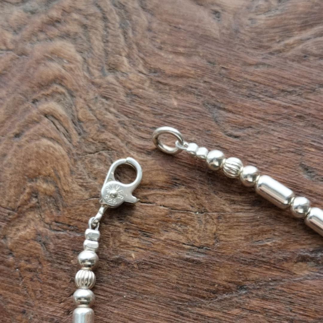 パイプビーズ シルバー アンクレット 3ｍｍ /シルバー925 インディアン