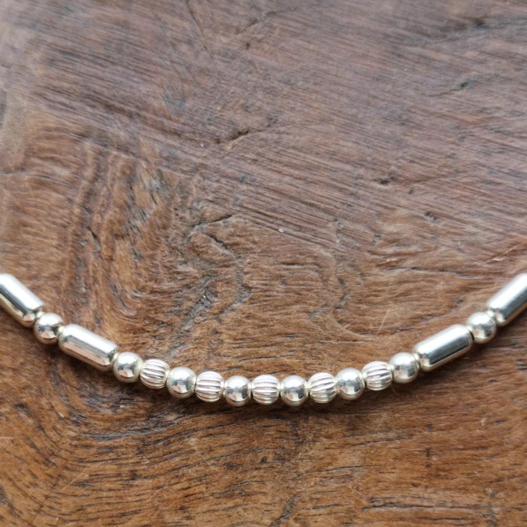 パイプビーズ シルバー アンクレット 3ｍｍ /シルバー925 インディアン