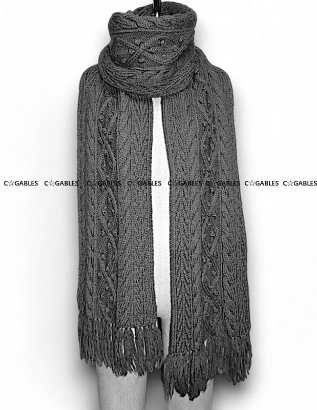 LIMI feu リミフゥ アラン編みフリンジニットマフラー　ヨウジヤマモト