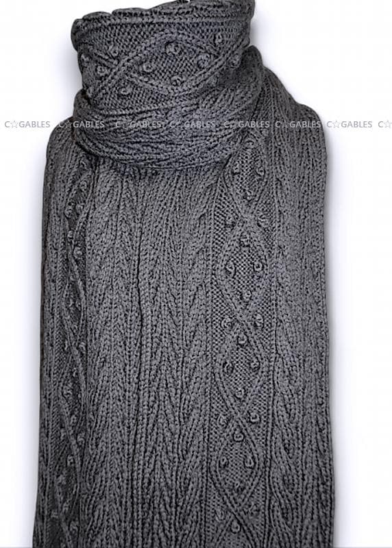 LIMI feu リミフゥ アラン編みフリンジニットマフラー　ヨウジヤマモト