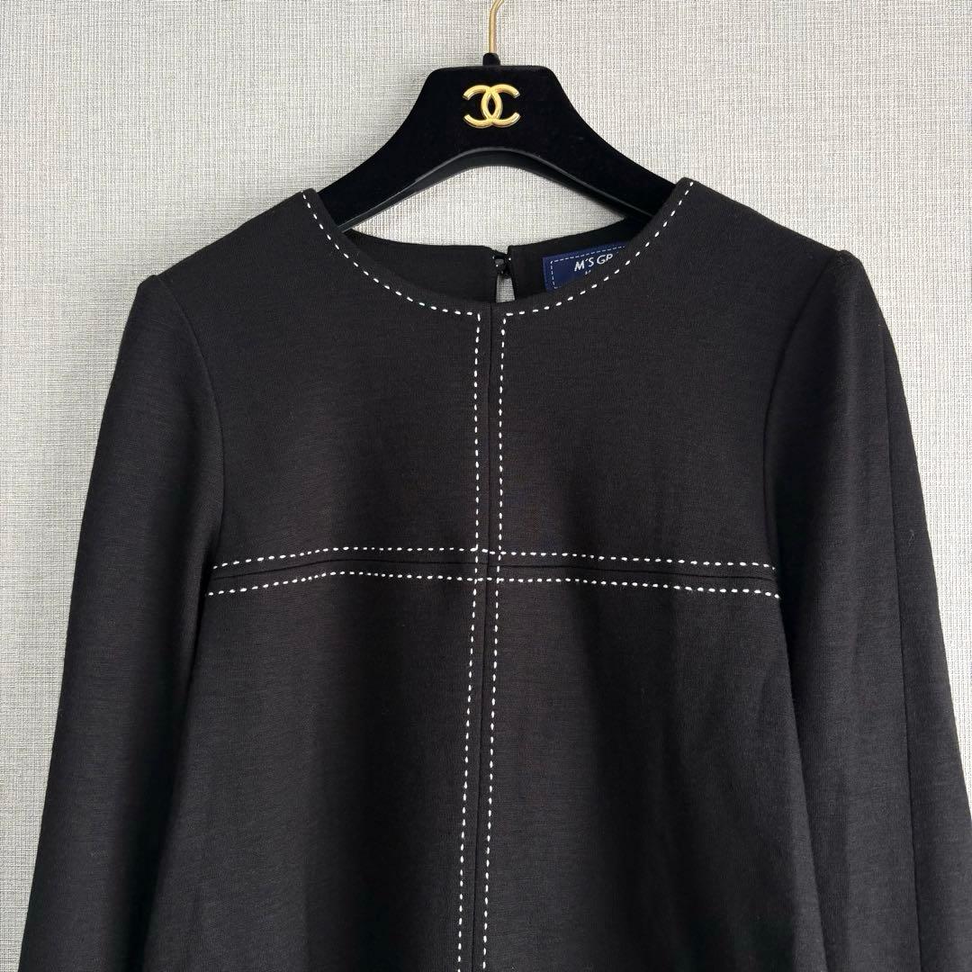 新品　M’S GRACY　バイカラー　長袖　チュニック　トップス　未使用　黒
