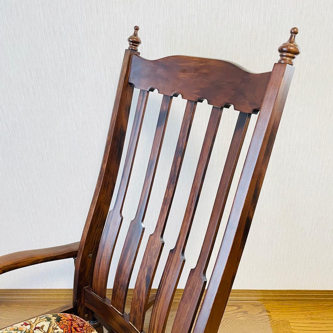 送料込 木製ロッキングチェア 花柄クッション アンティーク調 たのメル便