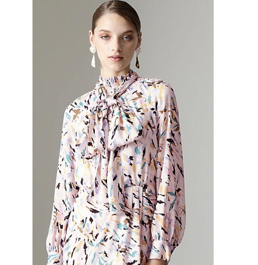 未使用級　ピンク　PINKY&DIANNE ブラッシュプリントワンピース