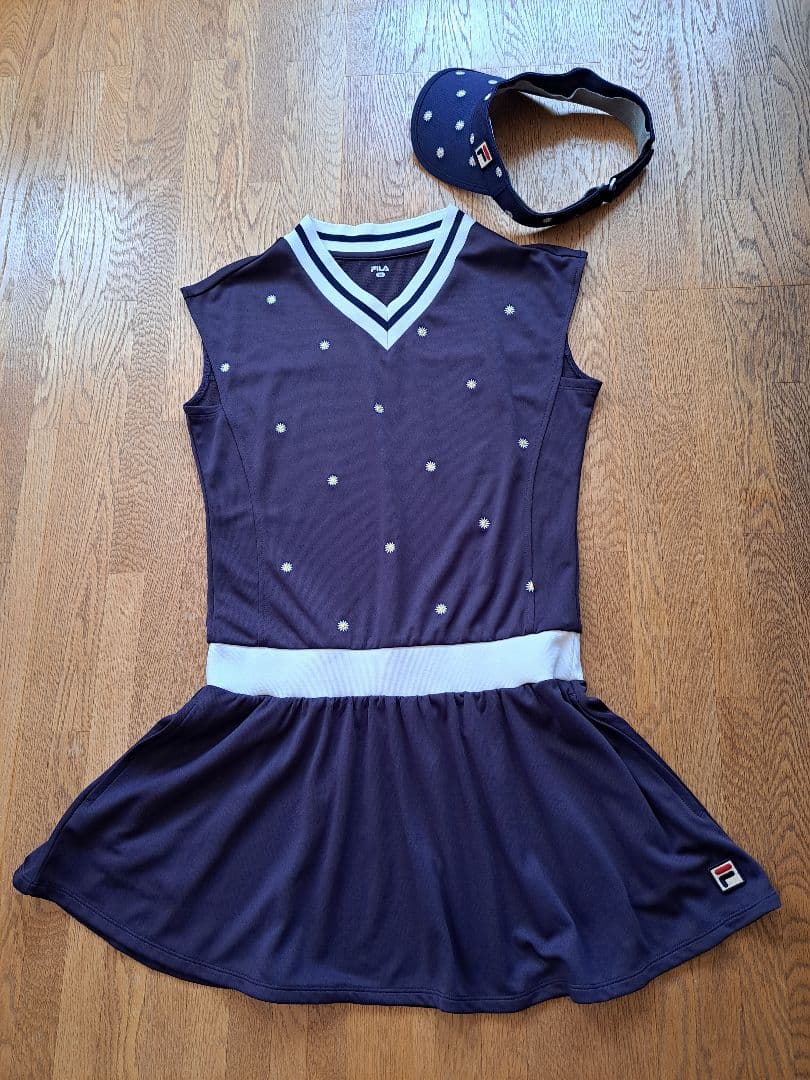 ☆美品☆FILAフィラ テニスウェア M ワンピース/ サンバイザー