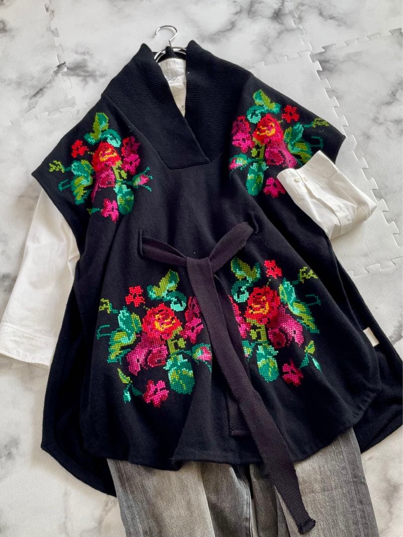 【3.1フィリップリム】クロスステッチフローラルウールプルオーバー