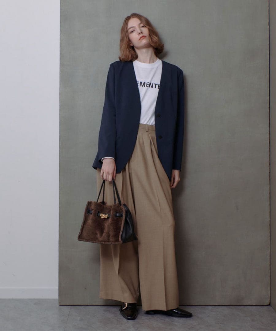 24AW未使用近　アルアバイル　エトリアシャンブレーカラーレスジャケット