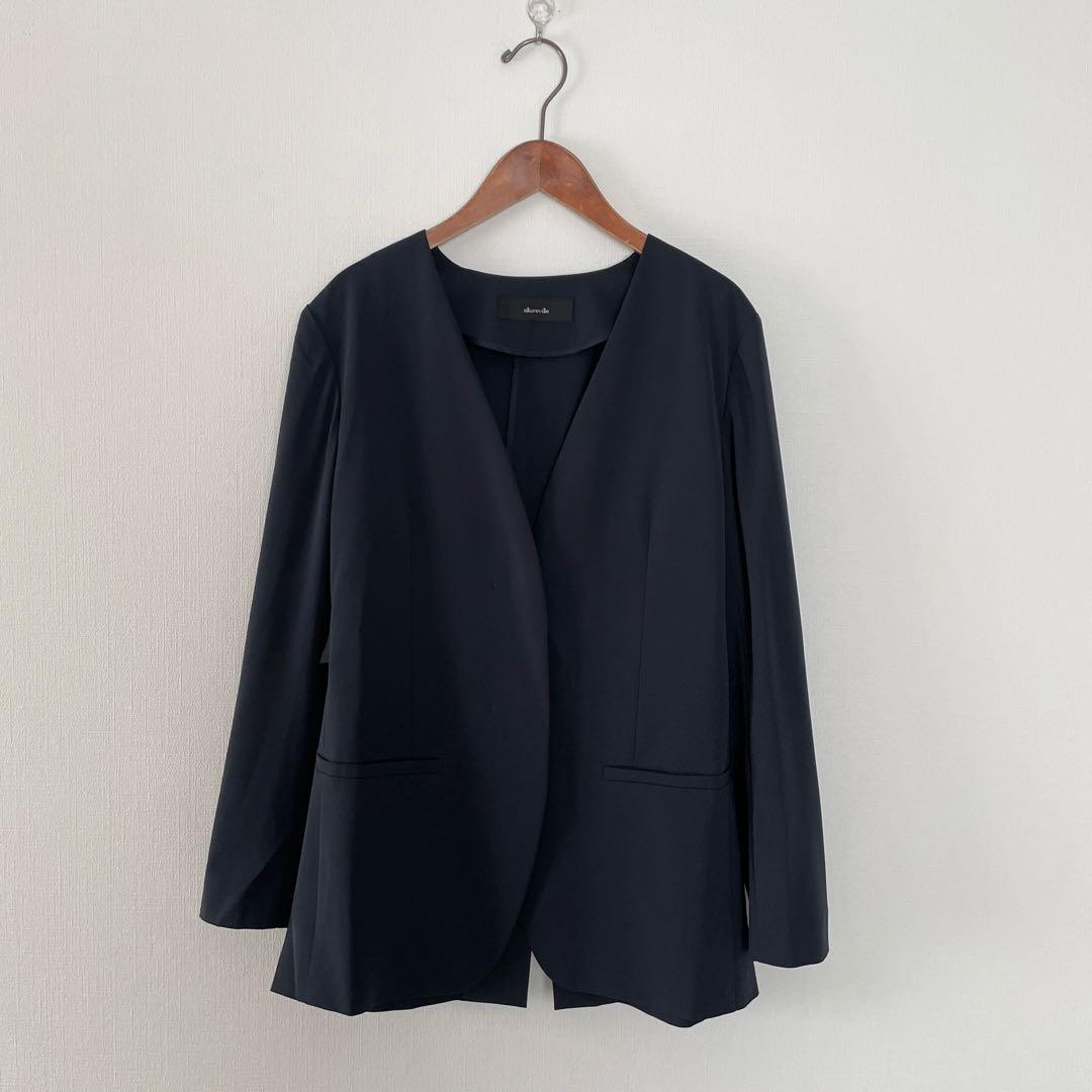 24AW未使用近　アルアバイル　エトリアシャンブレーカラーレスジャケット