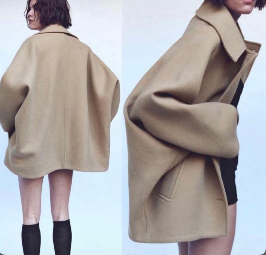 ZARAオーバーサイズショートコート キャメル M-L