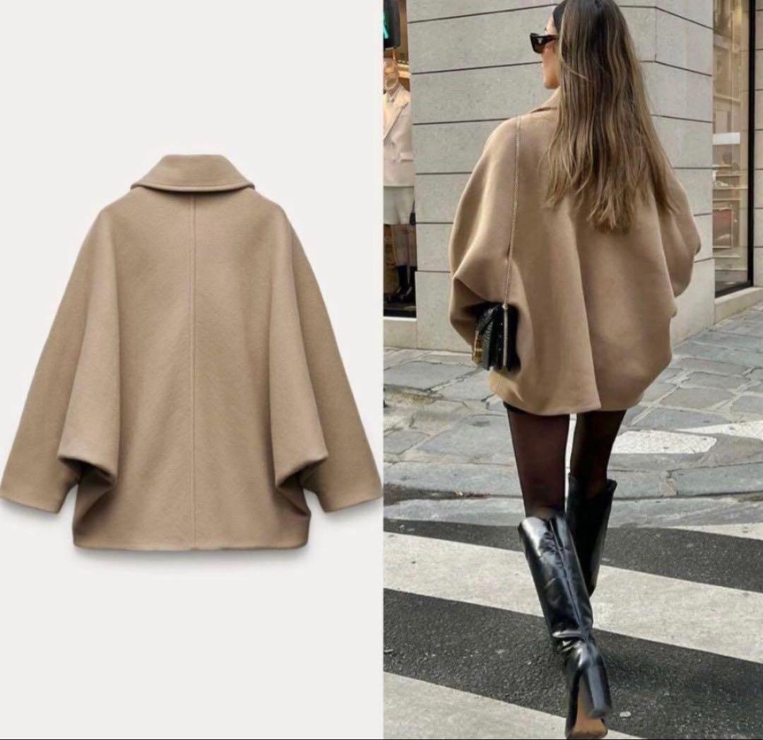 ZARAオーバーサイズショートコート キャメル M-L
