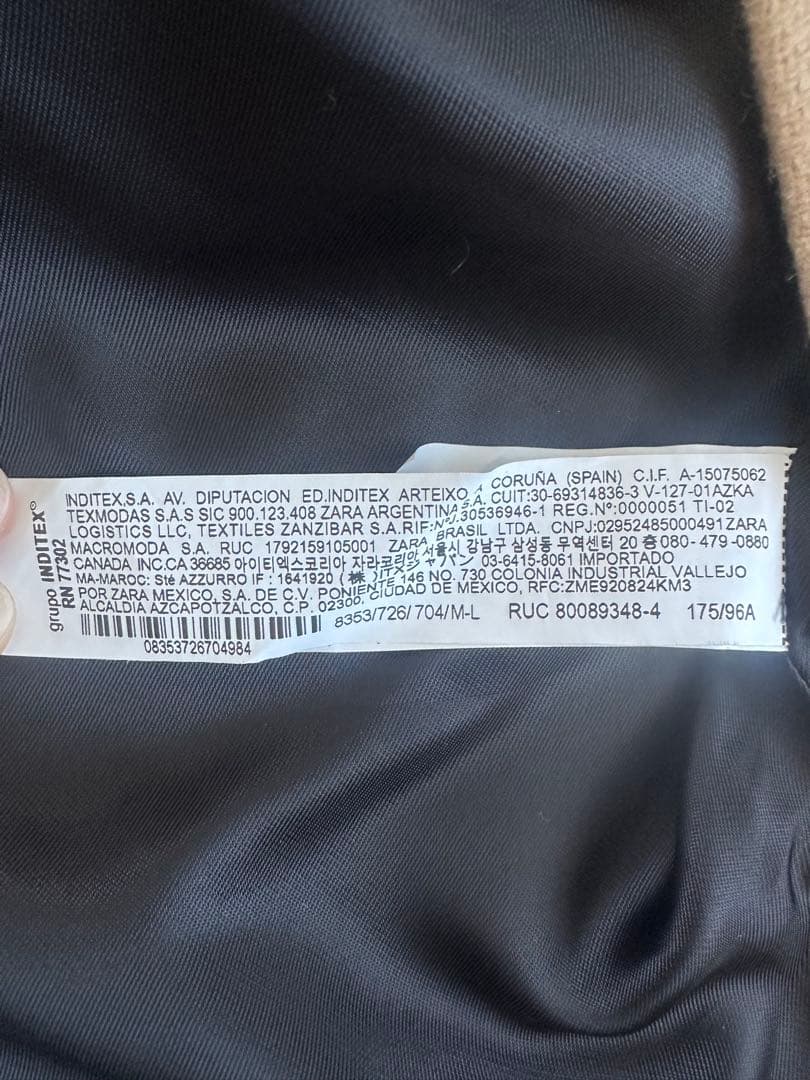 ZARAオーバーサイズショートコート キャメル M-L