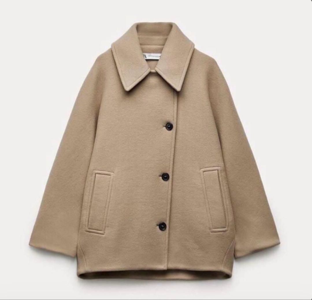 ZARAオーバーサイズショートコート キャメル M-L
