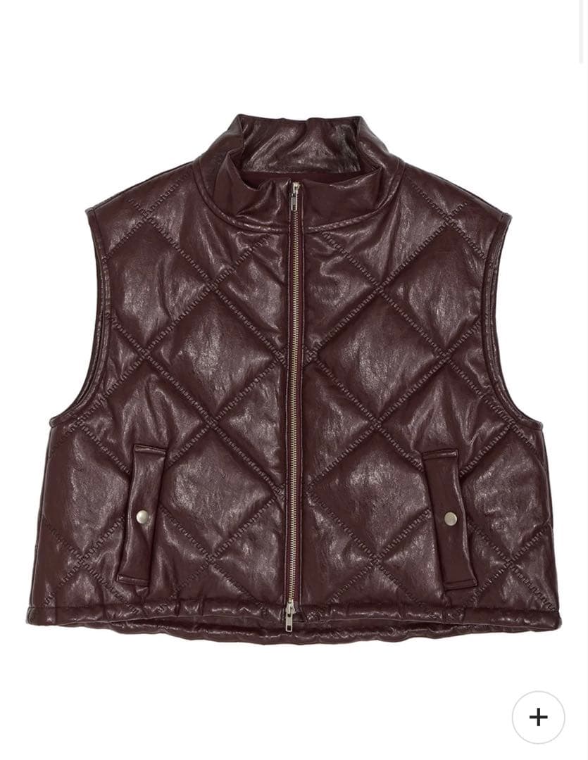 ジャケット・アウター SYNTHETIC LEATHER QUILTING MINI VEST