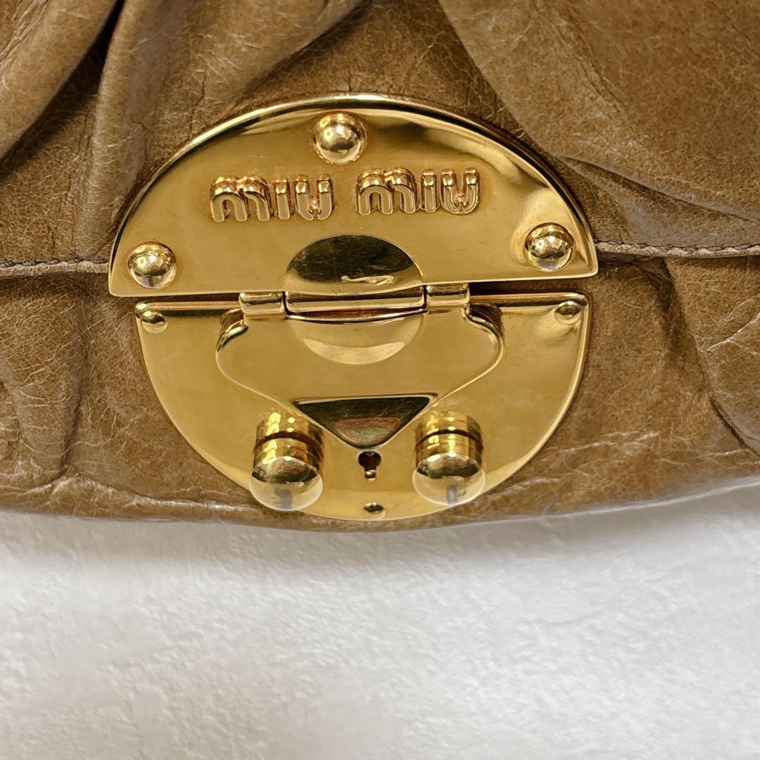 【Y2K】MIU MIU レザートートバッグ ブラウン ゴールド金具