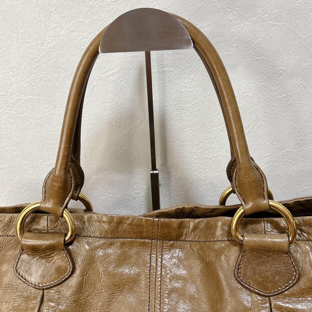 【Y2K】MIU MIU レザートートバッグ ブラウン ゴールド金具