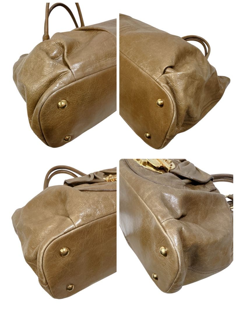 【Y2K】MIU MIU レザートートバッグ ブラウン ゴールド金具