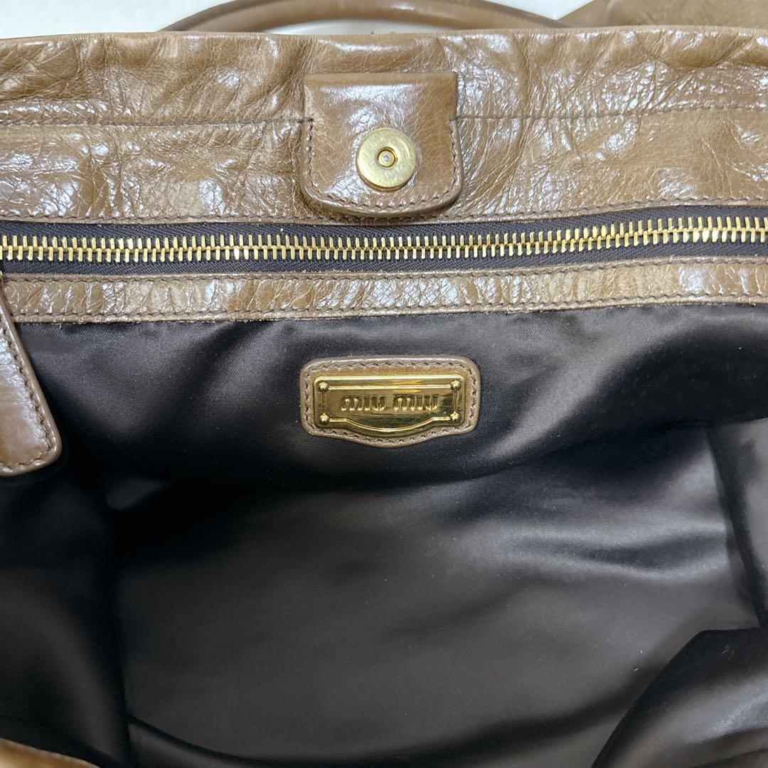 【Y2K】MIU MIU レザートートバッグ ブラウン ゴールド金具