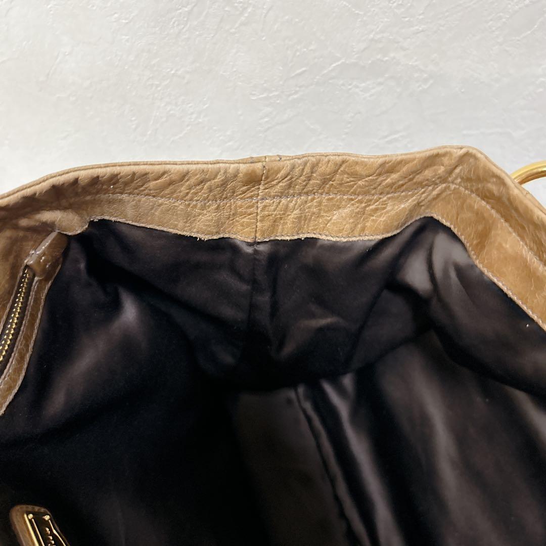 【Y2K】MIU MIU レザートートバッグ ブラウン ゴールド金具