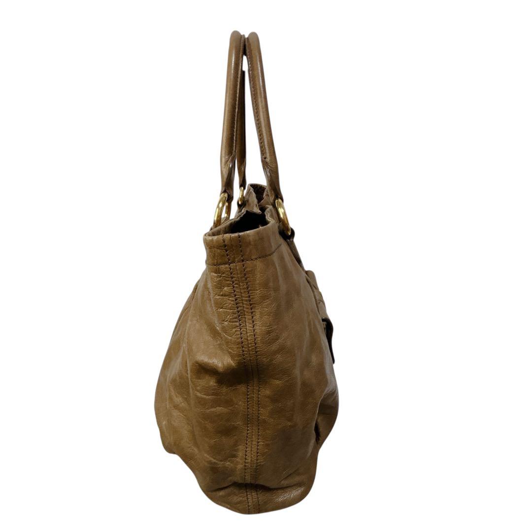 【Y2K】MIU MIU レザートートバッグ ブラウン ゴールド金具