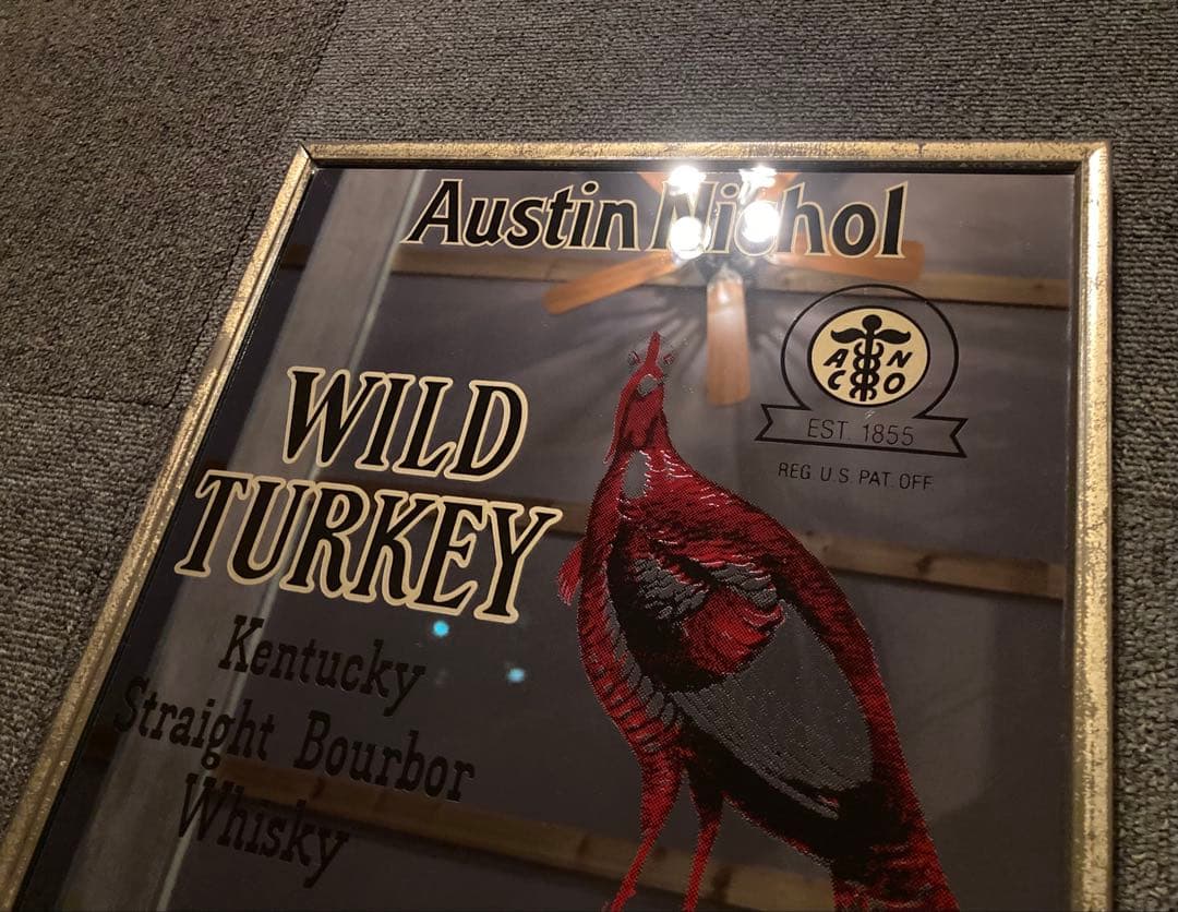 ワイルドターキー ヴィンテージ パブミラー 看板 壁掛け レトロ アメリカン雑貨