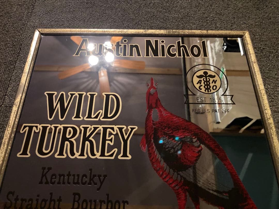 ワイルドターキー ヴィンテージ パブミラー 看板 壁掛け レトロ アメリカン雑貨