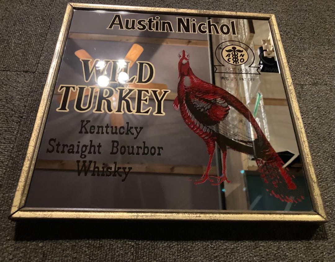 ワイルドターキー ヴィンテージ パブミラー 看板 壁掛け レトロ アメリカン雑貨