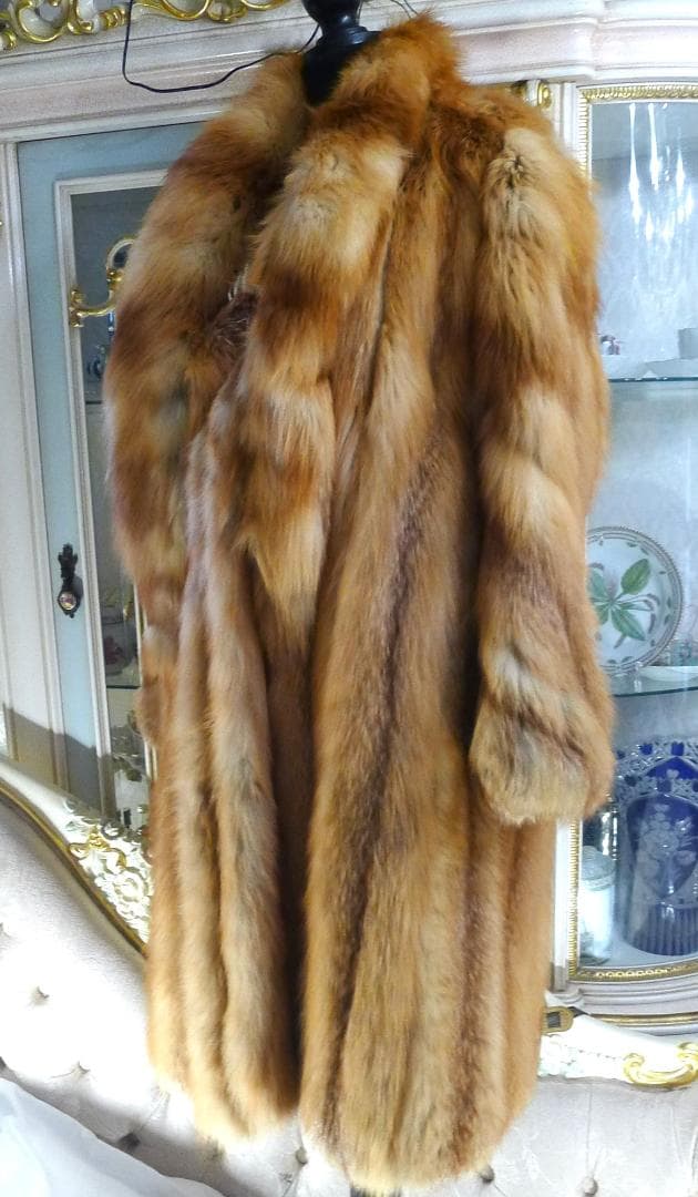希少！豪華！◇【EMBA】絶品！デザイン！レッドFOXファーロングコート◇