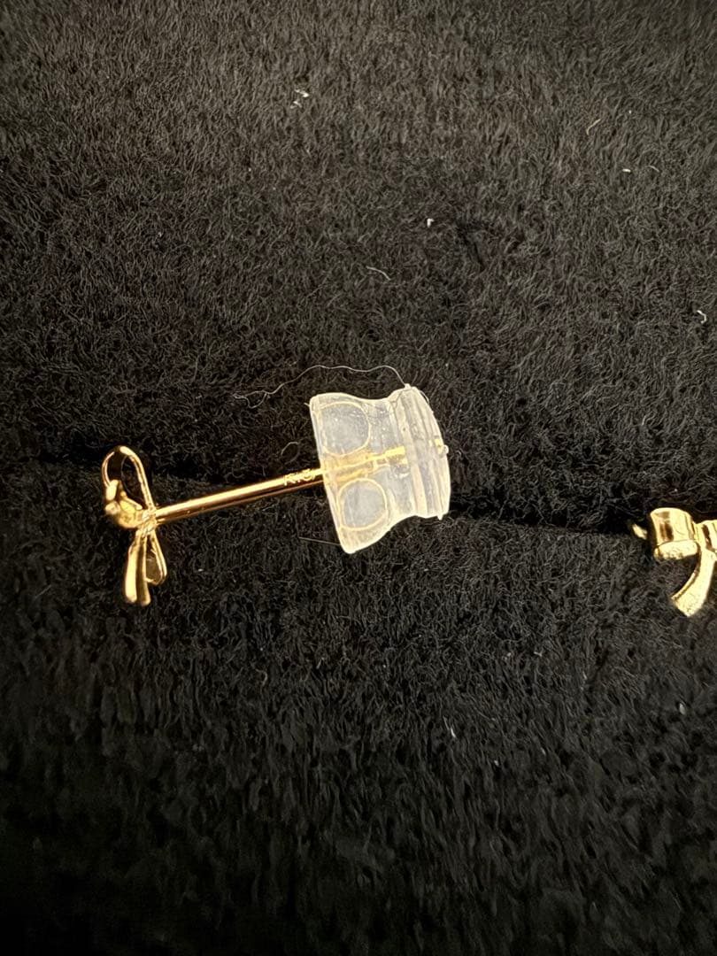 k18 地金 リボン ピアス