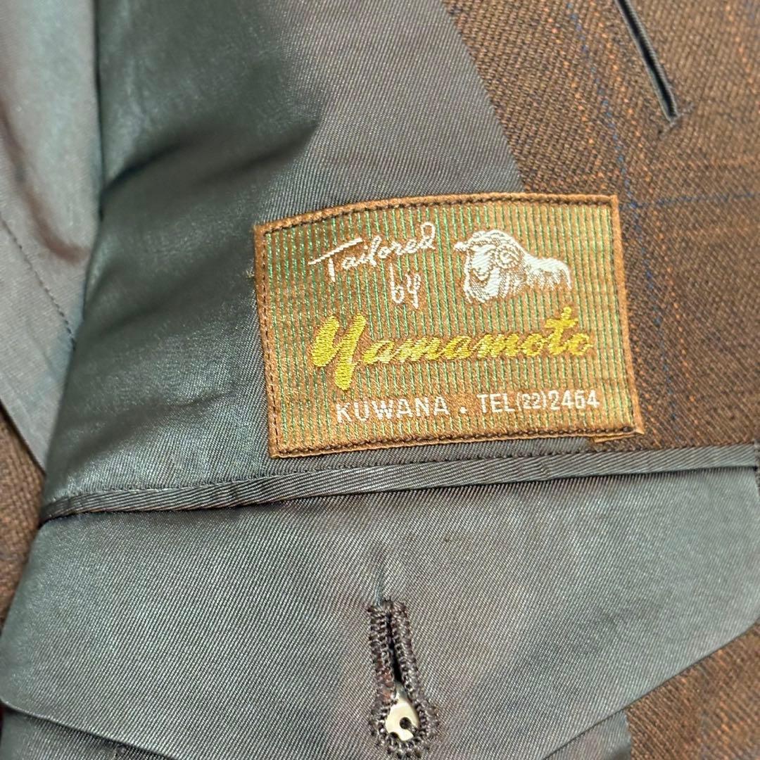 vintage セットアップダブル ボタンフライ Vスリット ブラウン BZ54