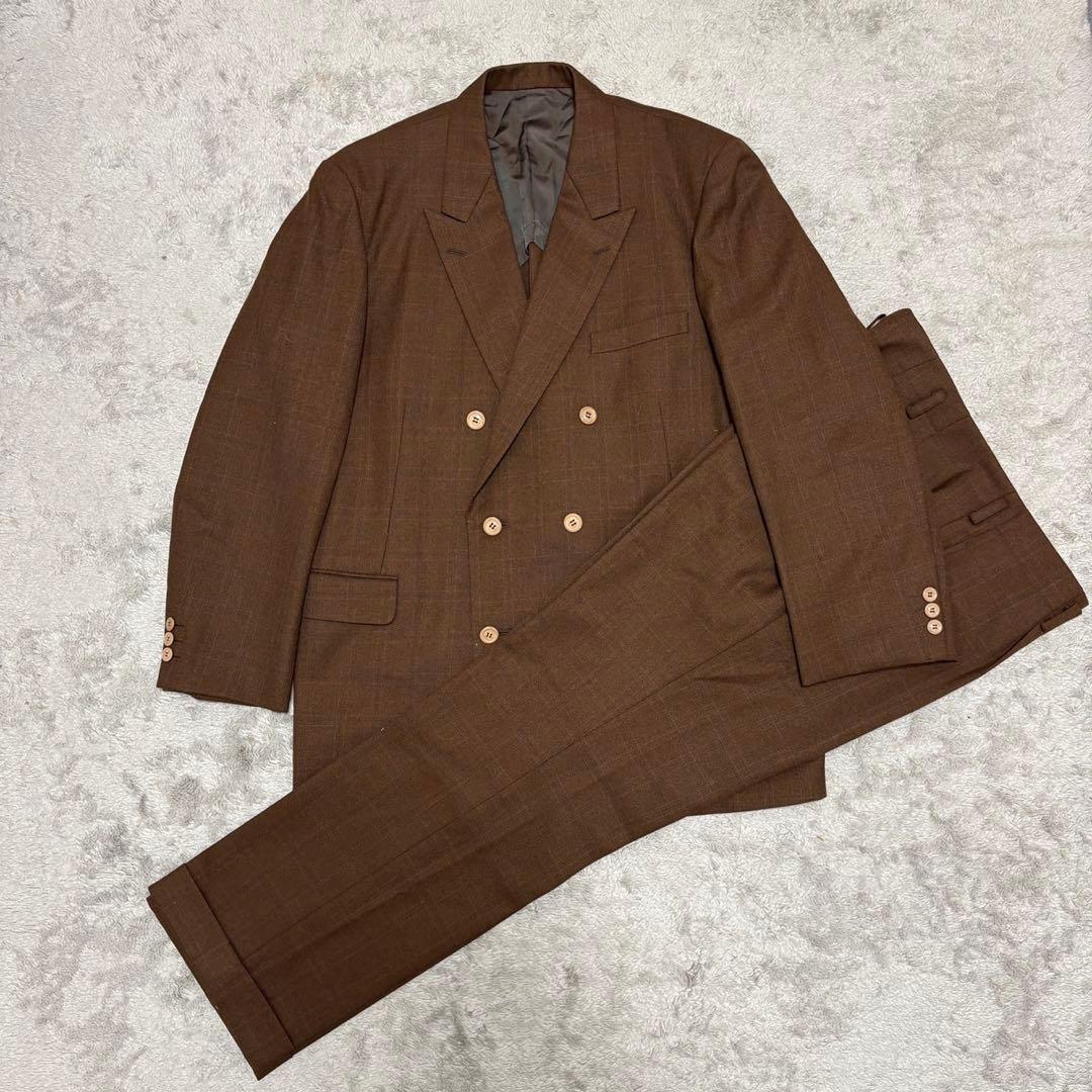 vintage セットアップダブル ボタンフライ Vスリット ブラウン BZ54