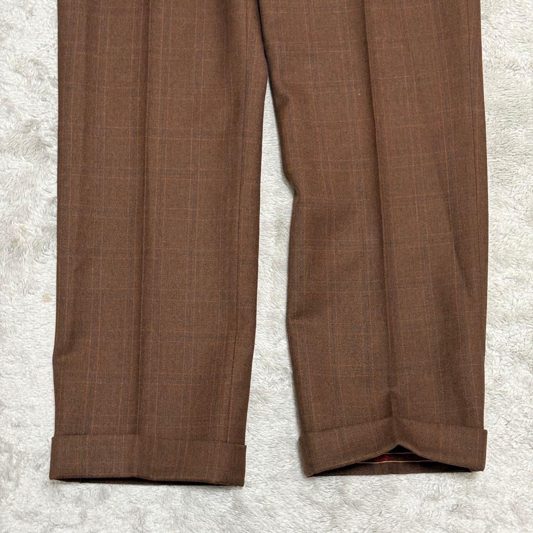 vintage セットアップダブル ボタンフライ Vスリット ブラウン BZ54